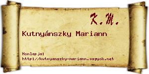 Kutnyánszky Mariann névjegykártya
