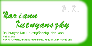 mariann kutnyanszky business card